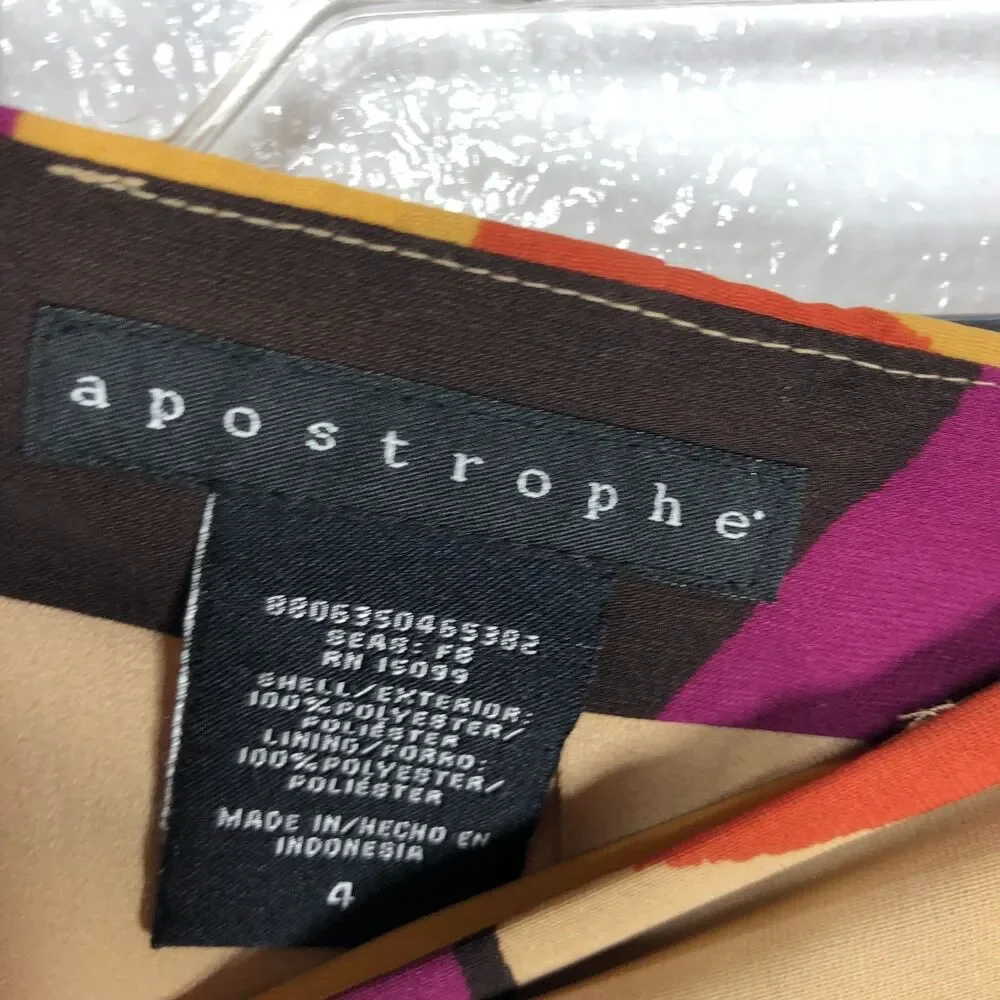 Apostrophe A Line Color Block Skirt Retro Sash Womens Size 4